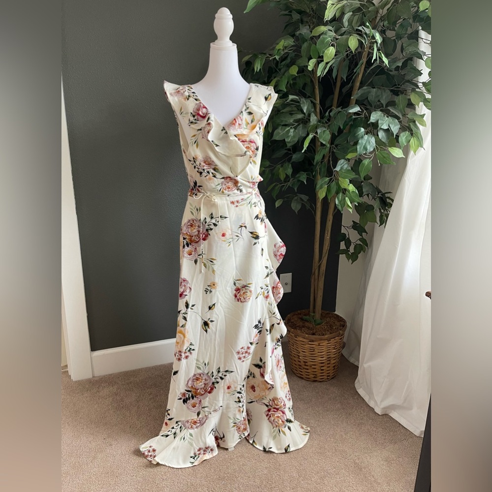 Leith Maxi Ruffle Wrap Dress